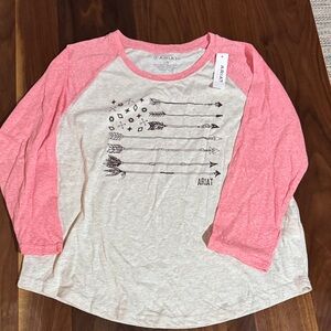 Ariat Women’s Pink and Cream Arrow Long Sleeve Tee